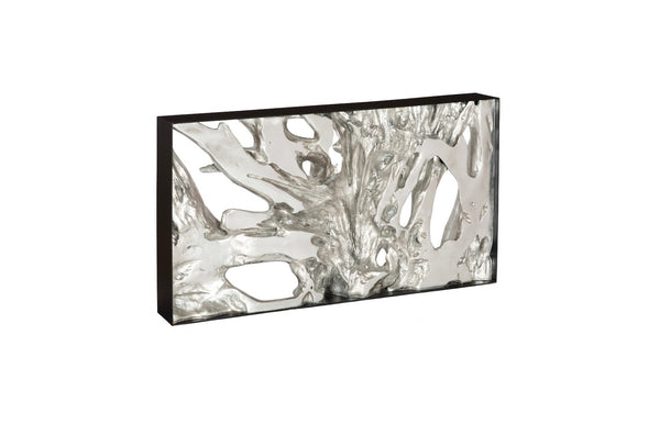 Phillips Collection Cast Console Table – Modern Organic Design with Silver Leaf Finish and Black Iron Frame for Elegance PH119445