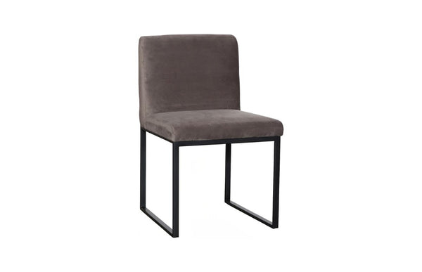 Phillips Collection Frozen Blue Upholstered Dining Chair with Angular Matte Black Metal Frame for Modern Rooms Velvet Taupe PH119546
