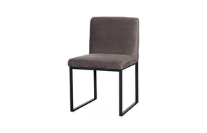 Phillips Collection Frozen Blue Upholstered Dining Chair with Angular Matte Black Metal Frame for Modern Rooms Velvet Taupe PH119546