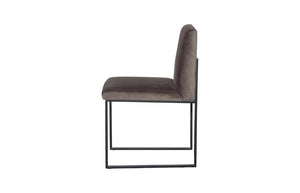 Phillips Collection Frozen Blue Upholstered Dining Chair with Angular Matte Black Metal Frame for Modern Rooms Velvet Taupe PH119546