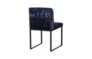 Phillips Collection Frozen Blue Upholstered Dining Chair with Angular Matte Black Metal Frame for Modern Rooms Deluxe Blue PH119547