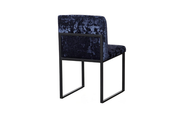 Phillips Collection Frozen Blue Upholstered Dining Chair with Angular Matte Black Metal Frame for Modern Rooms Deluxe Blue PH119547