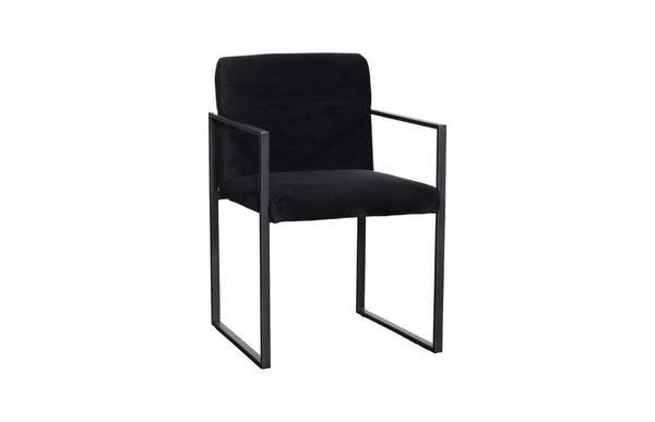 Phillips Collection Frozen Retro Lounge Accent Chair with Blue Fabric and Matte Black Metal Frame Velvet Black PH119548