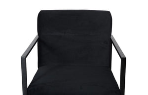 Phillips Collection Frozen Retro Lounge Accent Chair with Blue Fabric and Matte Black Metal Frame Velvet Black PH119548