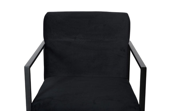 Phillips Collection Frozen Retro Lounge Accent Chair with Blue Fabric and Matte Black Metal Frame Velvet Black PH119548