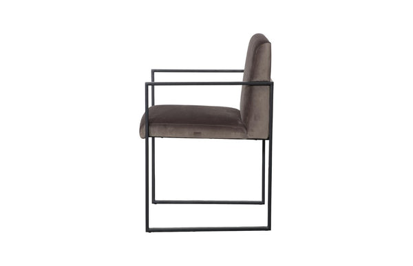 Phillips Collection Frozen Retro Lounge Accent Chair with Blue Fabric and Matte Black Metal Frame Velvet Taupe PH119549