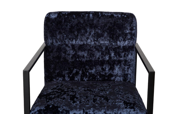 Phillips Collection Frozen Retro Lounge Accent Chair with Blue Fabric and Matte Black Metal Frame Deluxe Blue PH119550