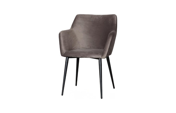 Phillips Collection Sienna Velvet Upholstered Dining Chair Set of 2 with Sculptural Arms and Metal Base PH119551