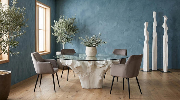 Phillips Collection Sienna Velvet Upholstered Dining Chair Set of 2 with Sculptural Arms and Metal Base PH119551