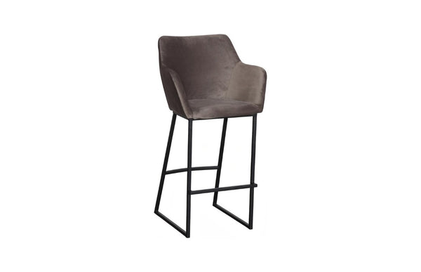 Phillips Collection Sienna Velvet Upholstered Barstool Matte Metal Frame Lounge Style Kitchen Island Seat Taupe PH119553