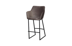 Phillips Collection Sienna Velvet Upholstered Barstool Matte Metal Frame Lounge Style Kitchen Island Seat Taupe PH119553