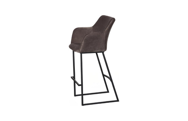 Phillips Collection Sienna Velvet Upholstered Barstool Matte Metal Frame Lounge Style Kitchen Island Seat Taupe PH119553