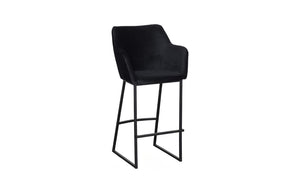 Phillips Collection Sienna Velvet Upholstered Barstool Matte Metal Frame Lounge Style Kitchen Island Seat Black PH119554