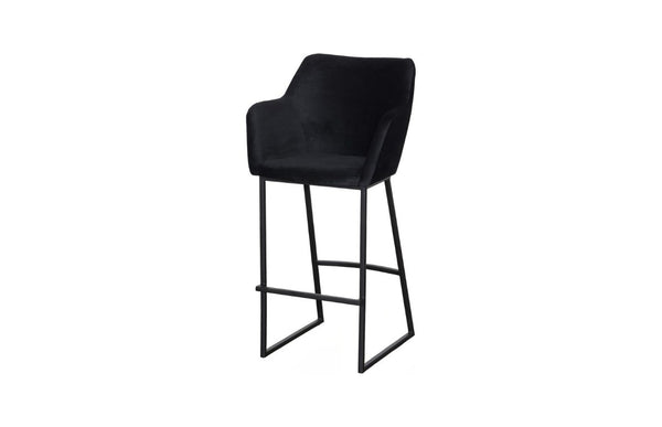 Phillips Collection Sienna Velvet Upholstered Barstool Matte Metal Frame Lounge Style Kitchen Island Seat Black PH119554