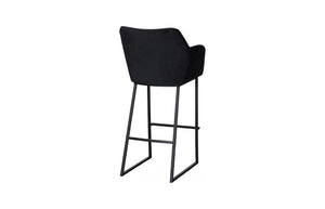 Phillips Collection Sienna Velvet Upholstered Barstool Matte Metal Frame Lounge Style Kitchen Island Seat Black PH119554