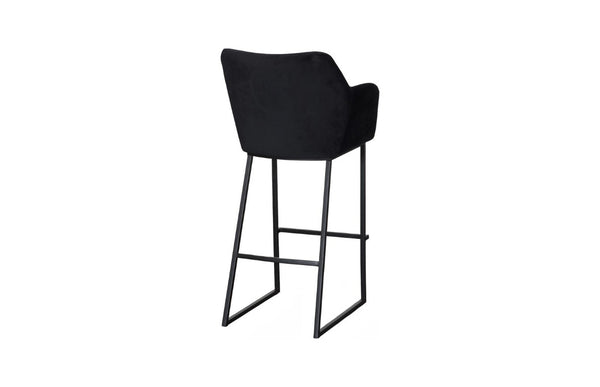 Phillips Collection Sienna Velvet Upholstered Barstool Matte Metal Frame Lounge Style Kitchen Island Seat Black PH119554