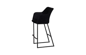 Phillips Collection Sienna Velvet Upholstered Barstool Matte Metal Frame Lounge Style Kitchen Island Seat Black PH119554