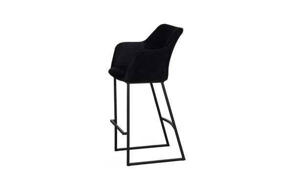 Phillips Collection Sienna Velvet Upholstered Barstool Matte Metal Frame Lounge Style Kitchen Island Seat Black PH119554