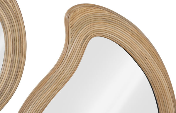 Phillips Collection Organic Mirrors Set of 3 - Handwoven Rattan, Unique Freeform Shapes for Nature-Inspired Wall Decor PH119555