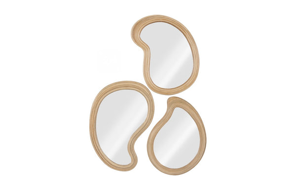 Phillips Collection Organic Mirrors Set of 3 - Handwoven Rattan, Unique Freeform Shapes for Nature-Inspired Wall Decor PH119555
