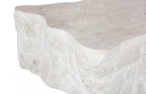 Phillips Collection Mactan Coffee Table - Sculptural Stone Design with Coastal Elegance, Perfect for Modern Living Spaces PH119556