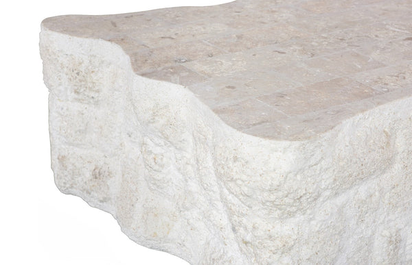 Phillips Collection Mactan Coffee Table - Sculptural Stone Design with Coastal Elegance, Perfect for Modern Living Spaces PH119556