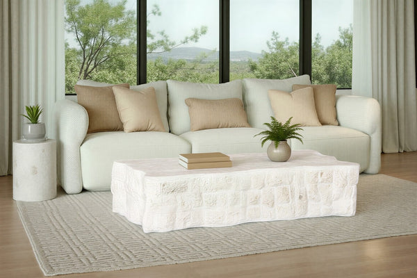 Phillips Collection Mactan Coffee Table - Sculptural Stone Design with Coastal Elegance, Perfect for Modern Living Spaces PH119556