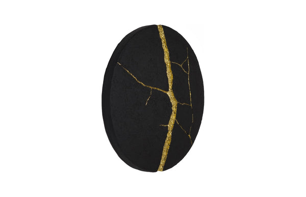 Phillips Collection Rift Wall Tile - Dimensional Matte Black Circle with Gold Leaf Accents for Stunning Interior Design PH119562