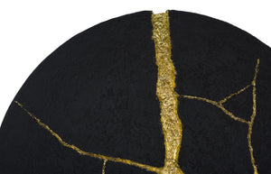 Phillips Collection Rift Wall Tile - Dimensional Matte Black Circle with Gold Leaf Accents for Stunning Interior Design PH119562