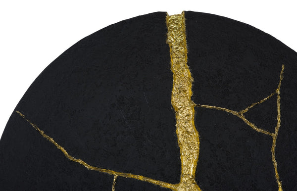 Phillips Collection Rift Wall Tile - Dimensional Matte Black Circle with Gold Leaf Accents for Stunning Interior Design PH119562