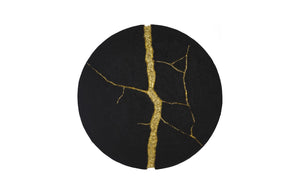 Phillips Collection Rift Wall Tile - Dimensional Matte Black Circle with Gold Leaf Accents for Stunning Interior Design PH119562