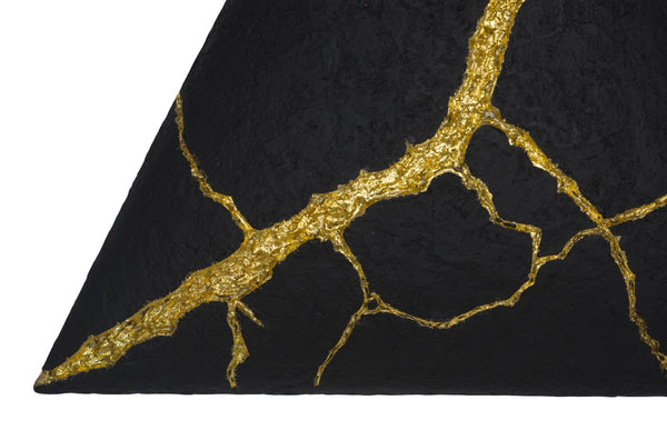 Phillips Collection Rift Wall Tile - Triangular Matte Black Design with Luxurious Gold Leaf Accents for Stunning Interiors PH119563