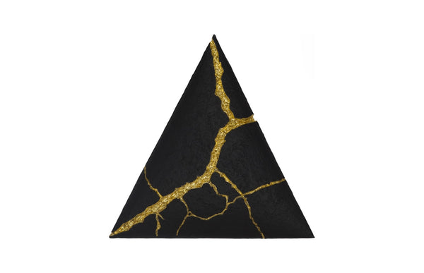Phillips Collection Rift Wall Tile - Triangular Matte Black Design with Luxurious Gold Leaf Accents for Stunning Interiors PH119563