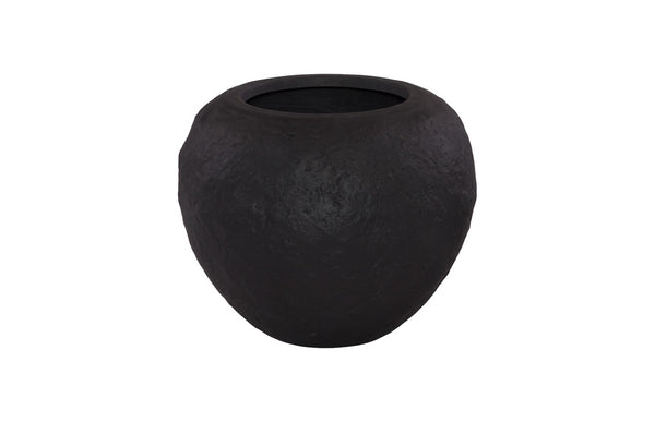 Phillips Collection Aera Planter Wide - Sculptural Indoor/Outdoor Decor with Stone-Like Finish for Stylish Spaces Black, Small PH119654