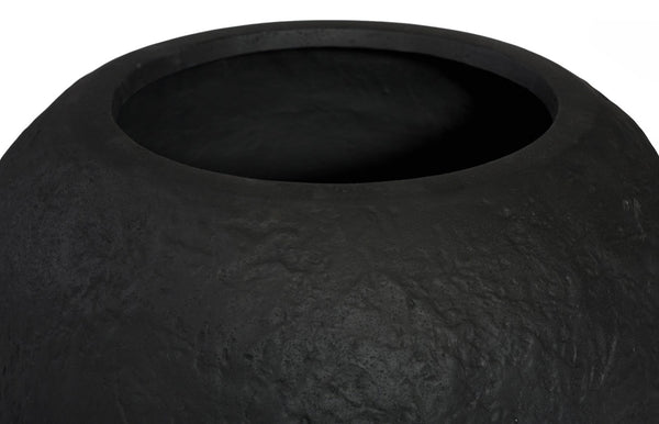 Phillips Collection Aera Planter Wide - Sculptural Indoor/Outdoor Decor with Stone-Like Finish for Stylish Spaces Black, Medium PH119655