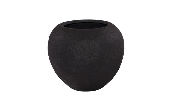 Phillips Collection Aera Planter Wide - Sculptural Indoor/Outdoor Decor with Stone-Like Finish for Stylish Spaces Black, Medium PH119655