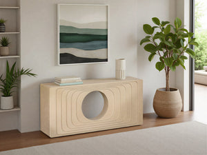 Phillips Collection Centered Console Table - Sculptural Design with Soft Finish for Modern & Coastal Interiors Sand Dune PH119874