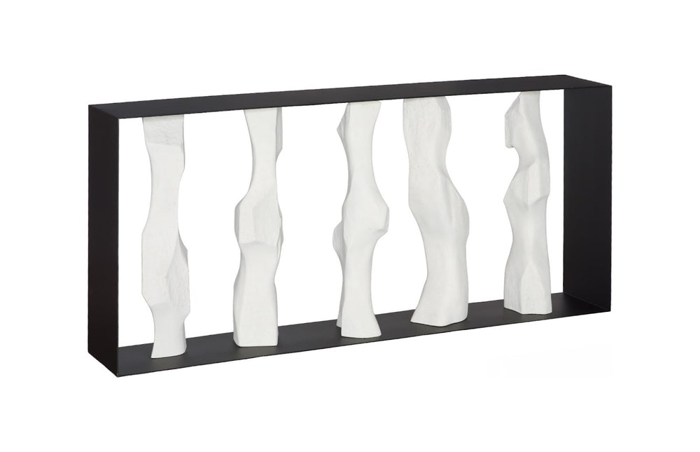 Phillips Collection Cast Women Metal Framed Console Table - Sculptural Roman Stone Accents for Elegant Entryways & Living Rooms PH120065