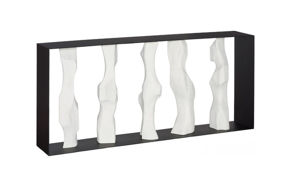 Phillips Collection Cast Women Metal Framed Console Table - Sculptural Roman Stone Accents for Elegant Entryways & Living Rooms PH120065