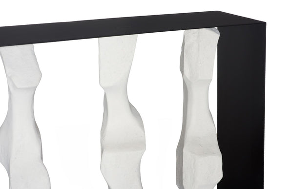 Phillips Collection Cast Women Metal Framed Console Table - Sculptural Roman Stone Accents for Elegant Entryways & Living Rooms PH120065