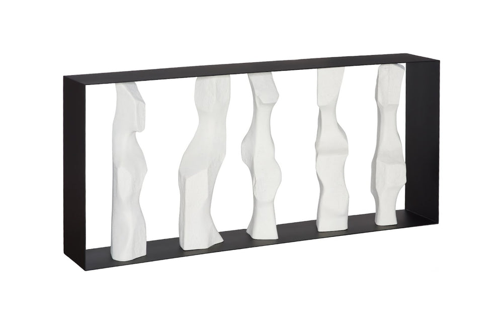 Phillips Collection Cast Women Metal Framed Console Table - Sculptural Roman Stone Accents for Elegant Entryways & Living Rooms PH120065