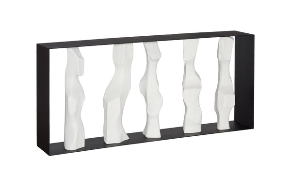 Phillips Collection Cast Women Metal Framed Console Table - Sculptural Roman Stone Accents for Elegant Entryways & Living Rooms PH120065