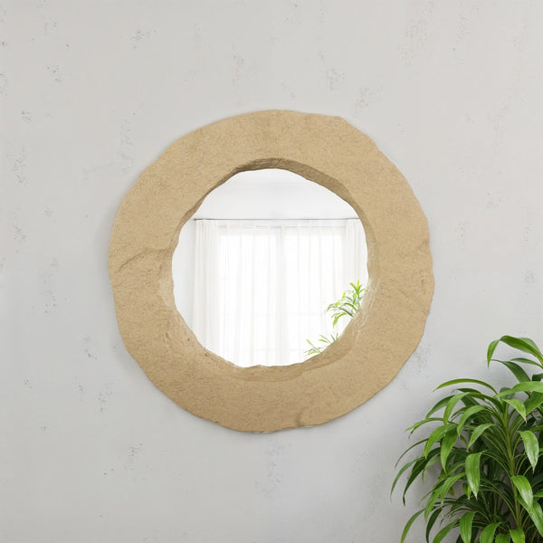 Phillips Collection Formation Mirror - Textured Artful Design with Sculptural Edge for Modern Wall Decor and Style Sand Dune PH120083