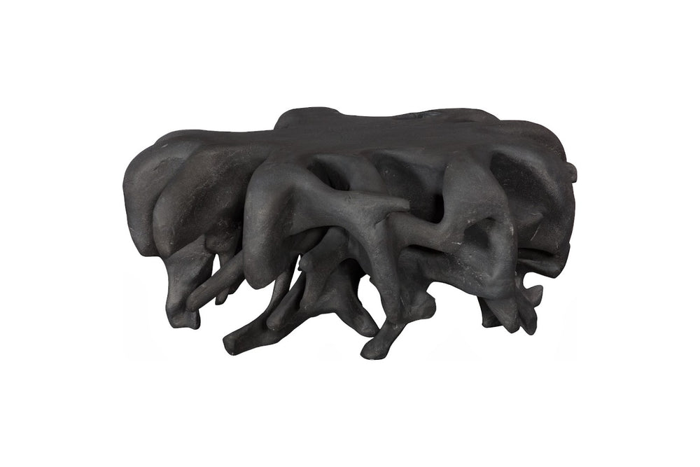 Phillips Collection Cast Root Coffee Table, Charcoal Gray Resin Stone - Sculptural Centerpiece for Modern Living Spaces PH120084