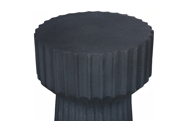 Phillips Collection Vetra Side Table - Sculptural Fluted Design in Durable Composite for Modern Living Spaces & Accents Charcoal Stone PH120307