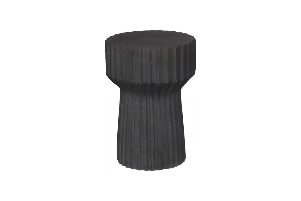 Phillips Collection Vetra Side Table - Sculptural Fluted Design in Durable Composite for Modern Living Spaces & Accents Charcoal Stone PH120307