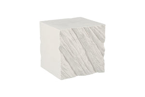 Phillips Collection Shear Square Side Table in White Stone – Sculptural Accent with Geometric Design for Modern Spaces PH120330