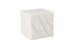 Phillips Collection Shear Square Side Table in White Stone – Sculptural Accent with Geometric Design for Modern Spaces PH120330