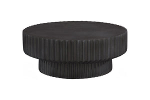 Phillips Collection Vetra Coffee Table - Sculptural Elegance with Pleated Design, Durable Resin & Crushed Stone Finish Charcoal Stone PH120494