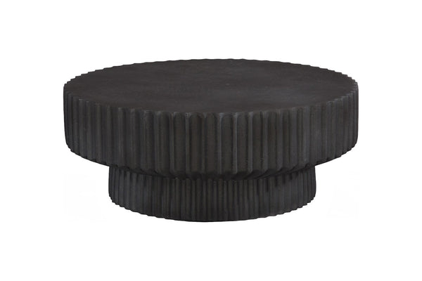Phillips Collection Vetra Coffee Table - Sculptural Elegance with Pleated Design, Durable Resin & Crushed Stone Finish Charcoal Stone PH120494